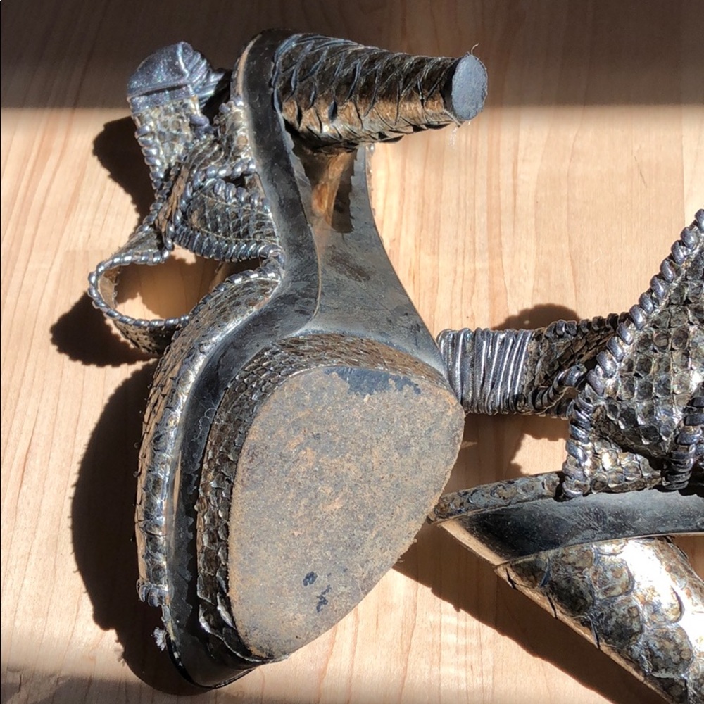 Devi Kroell Python Silver Sandals - Picture 4 of 6
